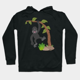 Cute happy baby gorilla cartoon illustration Hoodie